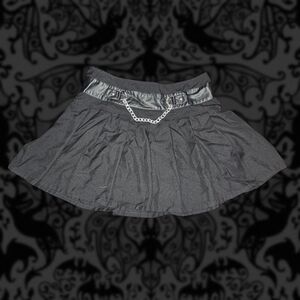 Royal Bones Pleated Mini Skirt with Chain Belt Detail - Black
